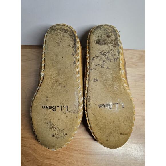 LL Bean Slippers Mens 8M Brown Shearling Lined Wicked Good Suede - Picture 7 of 7